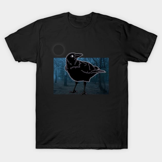 Spooky black bird T-Shirt by MOFF-